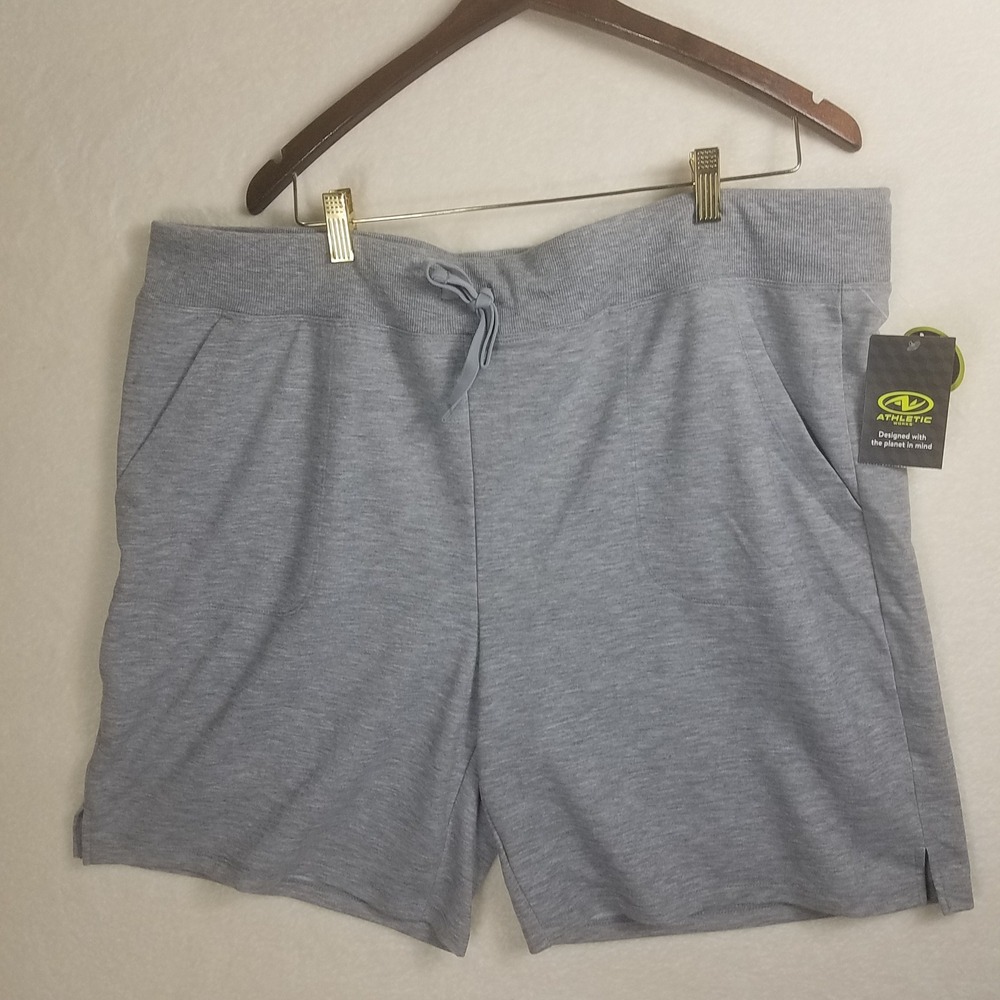 Athletic Works workout Shorts Mens XXXL Grey NWT 9" Inseam Drawstring Athletic